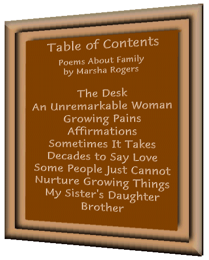 Table of Contents for Family Album and links to poems in it